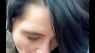 Crack whore gives a long blowjob then lets a guy cum in her mouth, spits out his cum and sucks it some more!