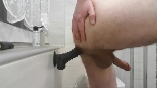 Riding big dildo....deep anal