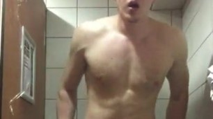 Chav lad wankin in gym showers