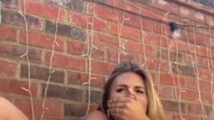English slut masturbates in her garden during lockdown