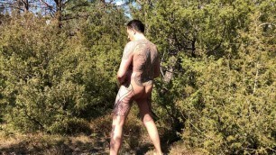 Jerked off outdoor and having a horny cumshot