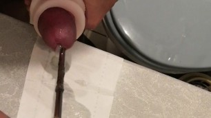 urethral sounding  6mm metal rod with cum