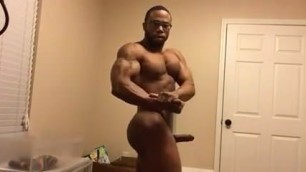 Black bodybuilder boner flexing
