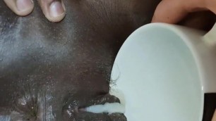 Creampie in the cup of an ebony wife