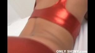 How do I look in my tight red PVC panties