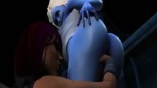 Blue Skinned 3d Lesbian Babe Licking A Pussy Outdoors