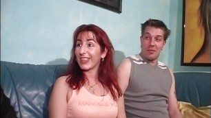 Very horny redhead with small tits takes sex lessons to fuck her husband good