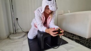 Unicorn Rides on a Sybian Sex Machine until Gets two Orgasms in a Row